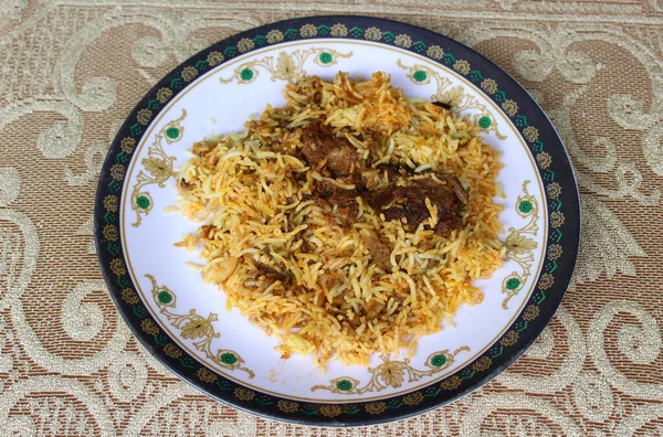 Cordero Biryani Deshuesado Placa —  Fotos de Stock