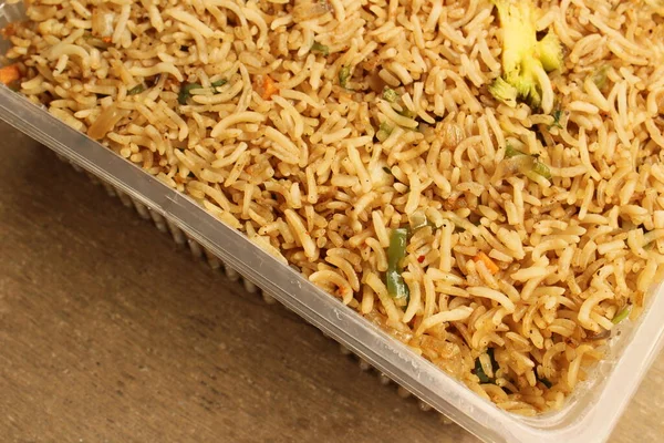 Zeleninové Smažené Rýže Zblízka — Stock fotografie