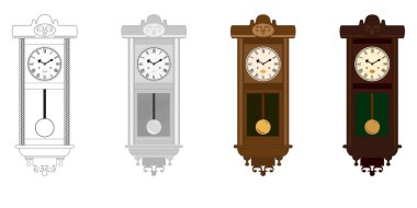 Vektör: Renk (renk) varyasyon Pendulum Duvar Saati