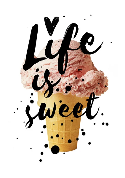 Life Is Sweet надихаючий плакат — стокове фото