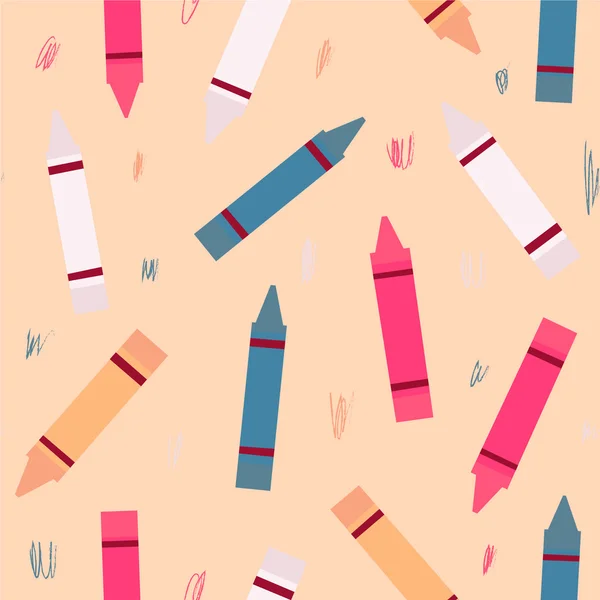 Pattern with colorful Crayons — Stock Vector