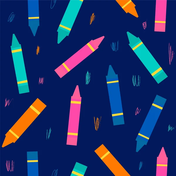 Padrão com lápis de cera coloridos —  Vetores de Stock