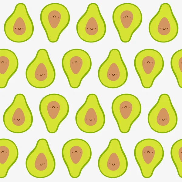 Muster mit Smiley-Avocados im Cartoon-Stil — Stockvektor