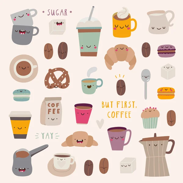 Conjunto super bonito de ícones de café — Vetor de Stock