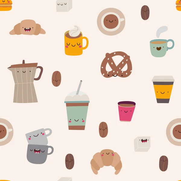 Söta kaffe mönster — Stock vektor
