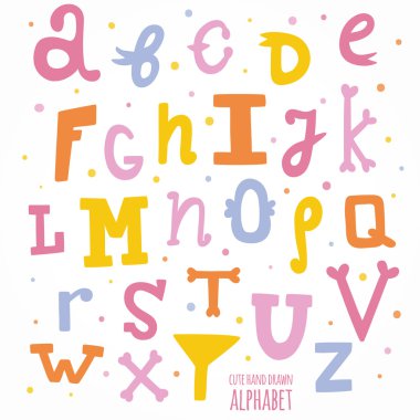 çok renkli el çekilmiş alfabesi.