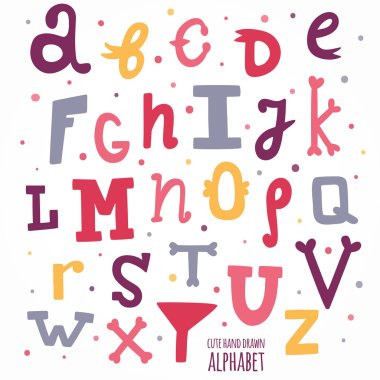 Multicolor hand drawn alphabet.