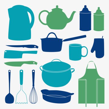 Con set of kitchen tools. clipart