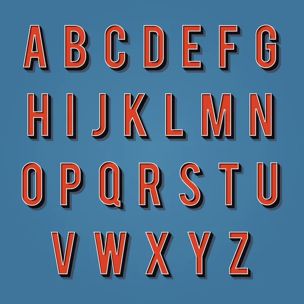 Vintage alfabe. Retro type yazı tipi. 3D harfler. — Stok Vektör