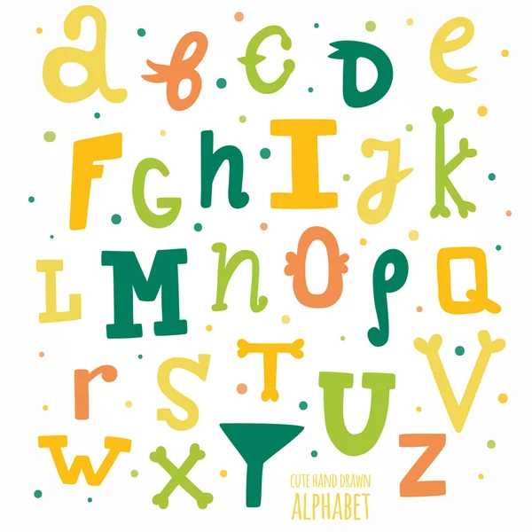 Vielfarbiges handgezeichnetes Alphabet. — Stockvektor