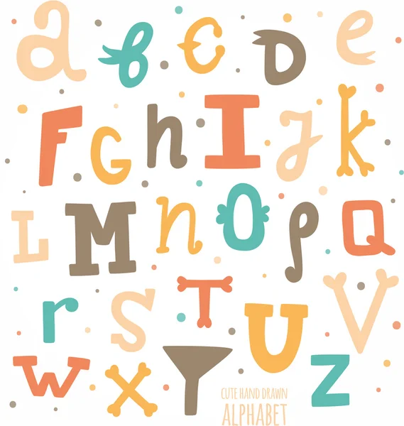 Vielfarbiges handgezeichnetes Alphabet. — Stockvektor