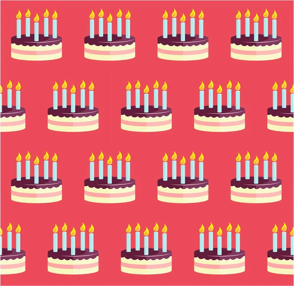 День рождения торт бесшовный шаблон — стоковый вектор