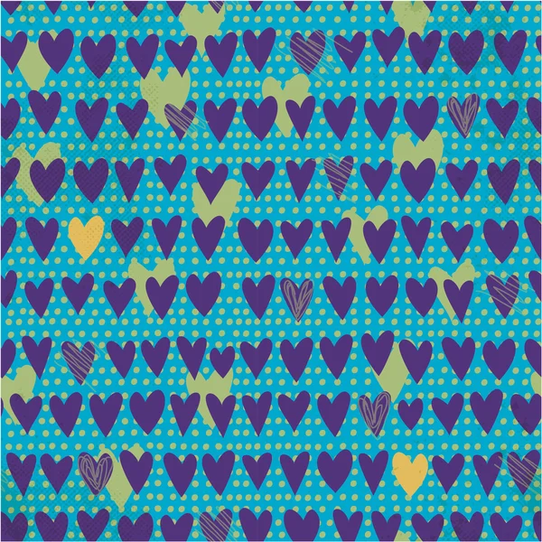 Romantic seamless pattern with small hand drawn hearts. — Stock Vector