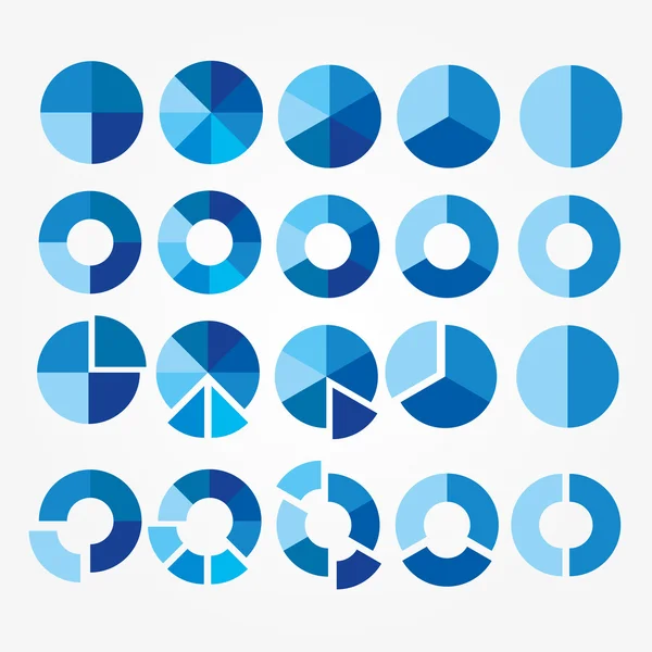 Set of blue and white circle diagram for your design — Stock Vector