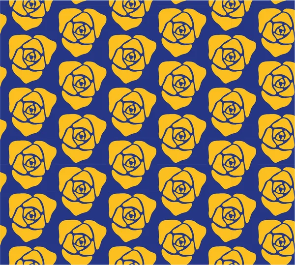 Modèle avec des roses jaunes sur bleu — Image vectorielle