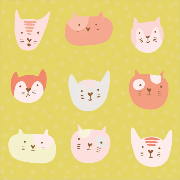 Cute childish pattern with cartoon cats. — Stock Vector