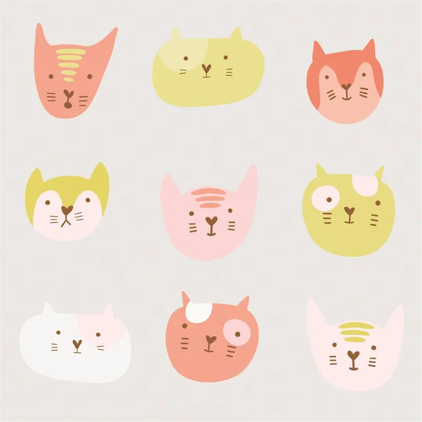 Mignon motif enfantin avec des chats de bande dessinée . — Image vectorielle