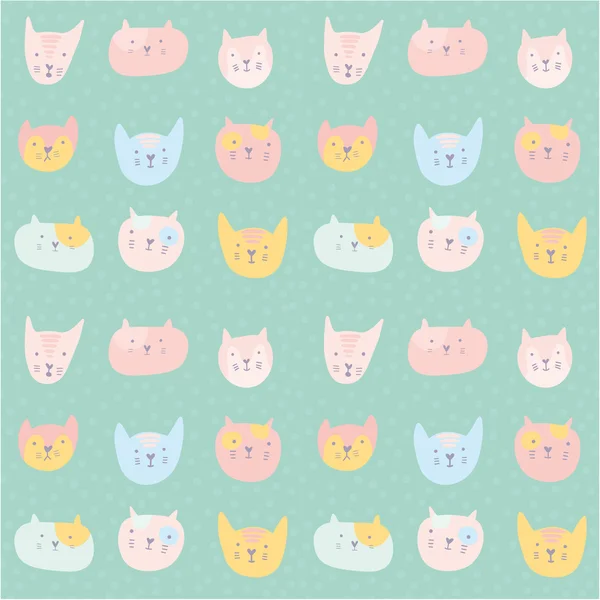 Cute childish pattern with cartoon cats. — Stock Vector