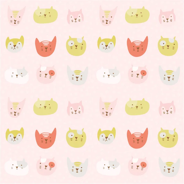 Cute childish pattern with cartoon cats. — Stock Vector