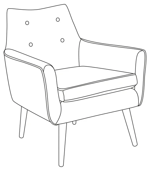 Klassieke stoel overzicht contour tekening — Stockvector