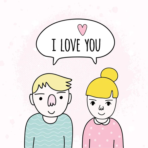 Cute cartoon couple in love. — Stock Vector