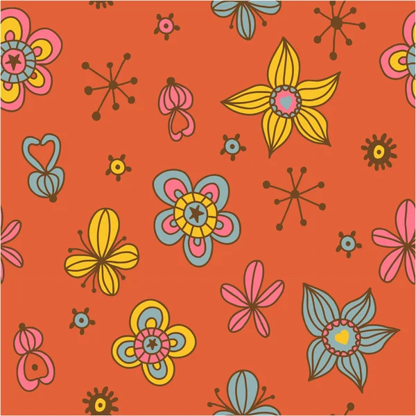 Beautiful pattern with flowers and cute details. — Stock Vector