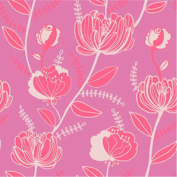 Beautiful pattern with flowers and cute details. — Stock Vector