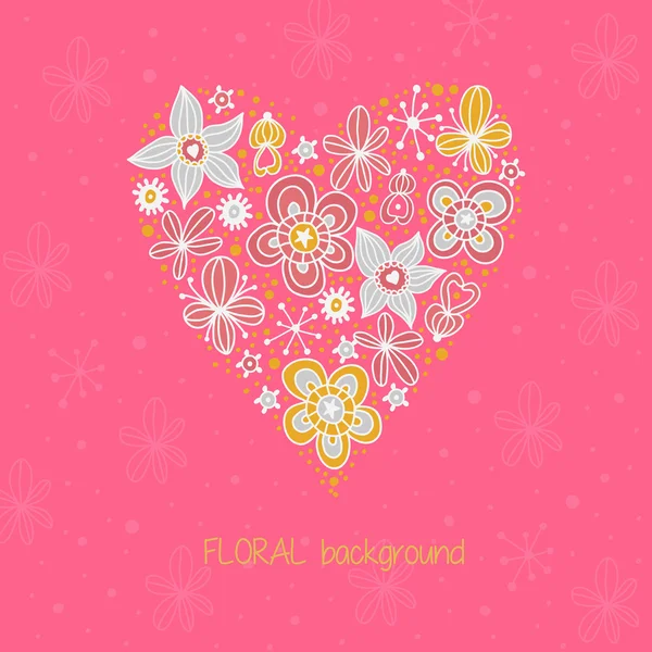 Floral heart shape pattern — Stock Vector