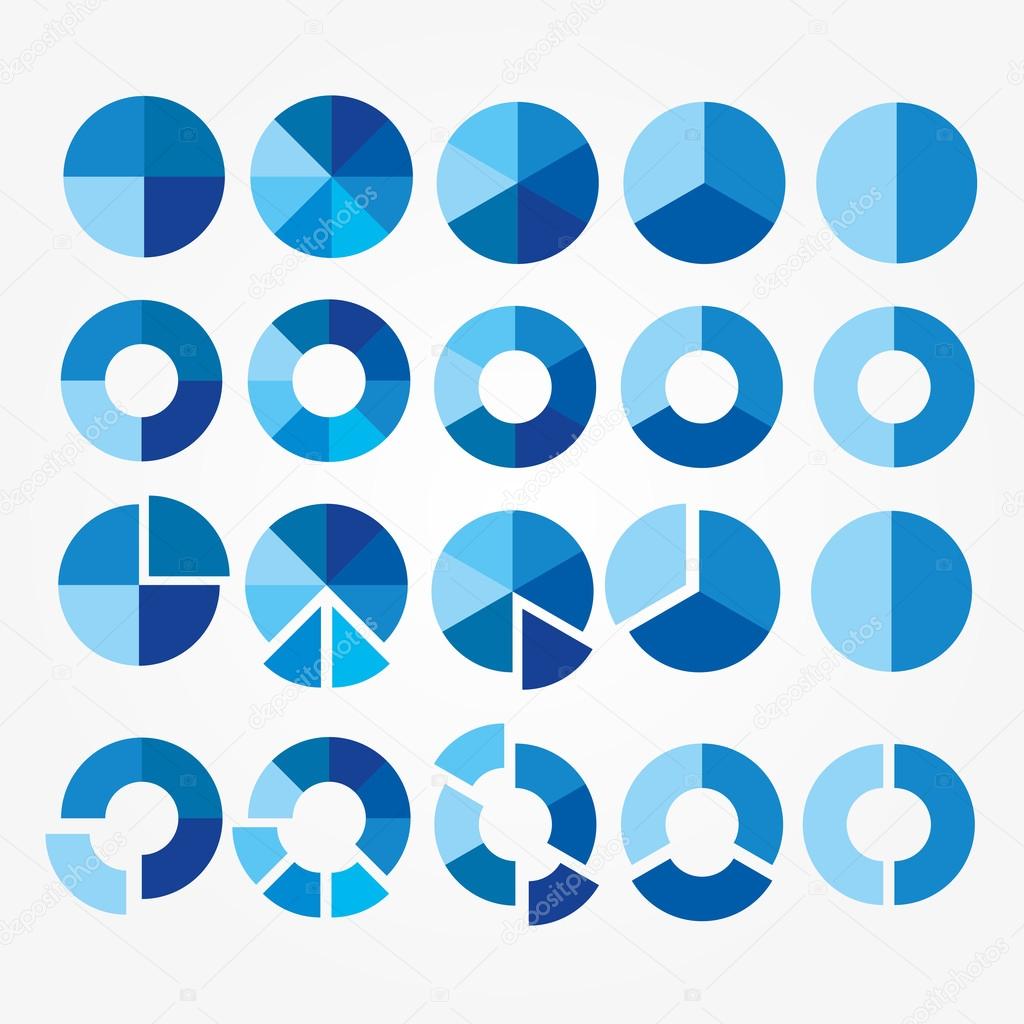 Set of blue and white circle diagram for your design