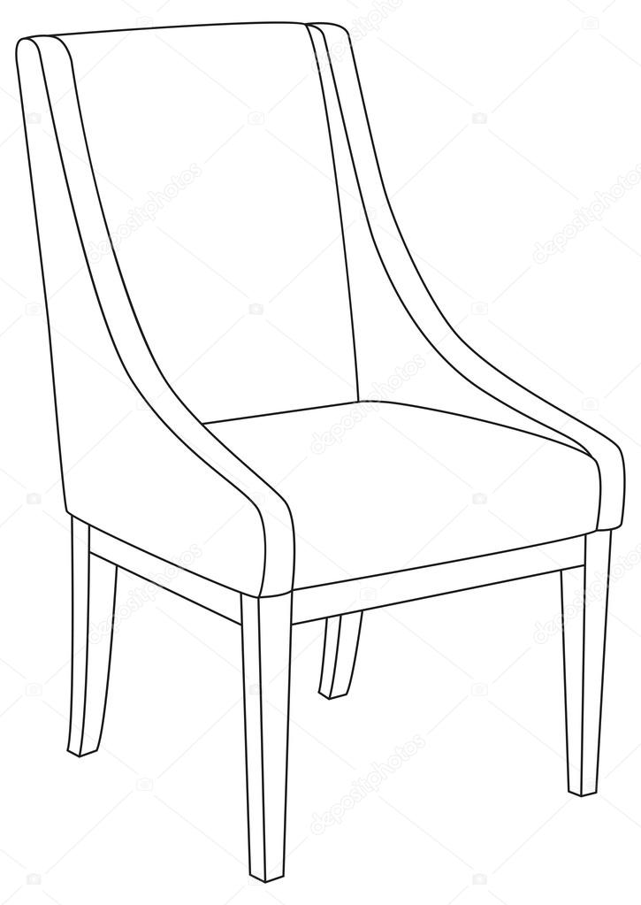 Classic chair outline contour drawing
