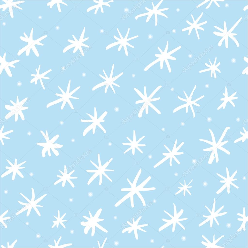 Hand drawn snowflakes pattern in cartoon style