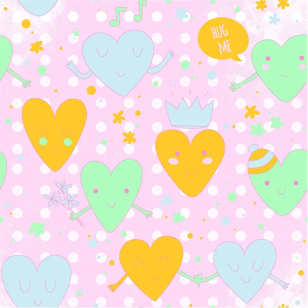 Cute romantic pattern with hearts in love. — Stock Vector