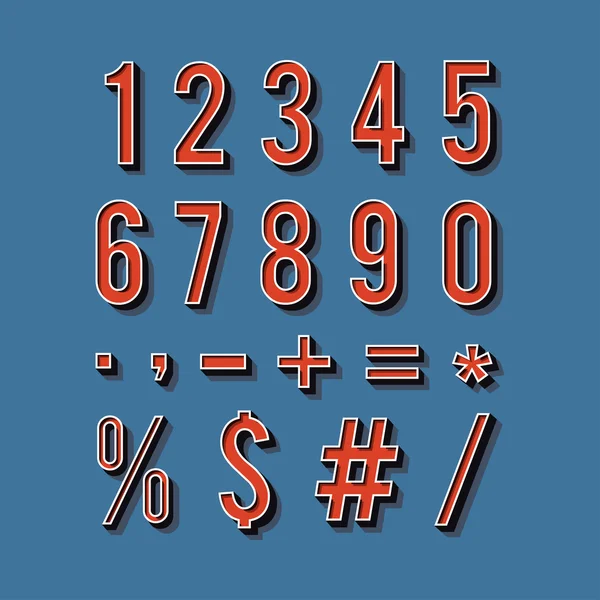 Vintage typography. Set of retro numbers and symbols. — Stock Vector