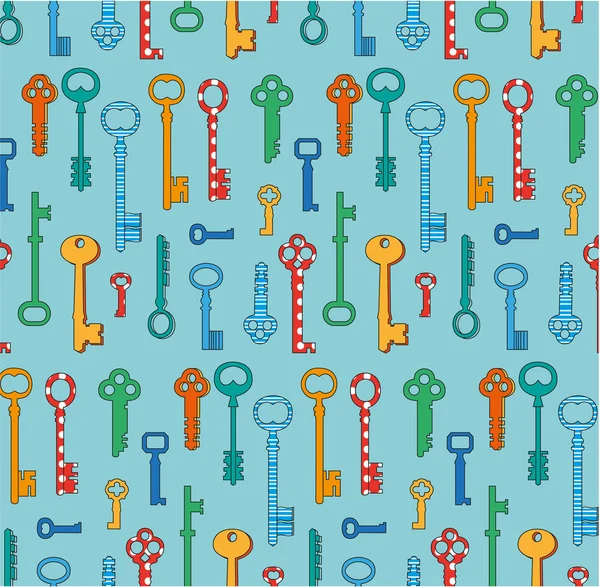 Colorful seamless pattern with vintage keys. — Stock Vector