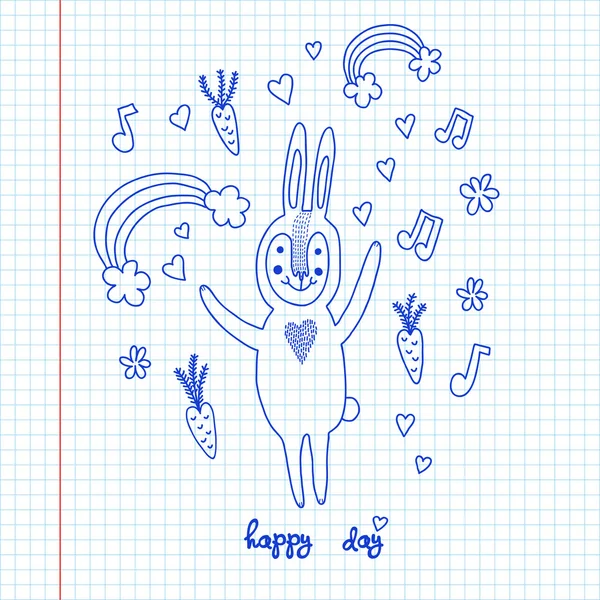 Cartoon cute bunny rabbit sketch — Stock Vector