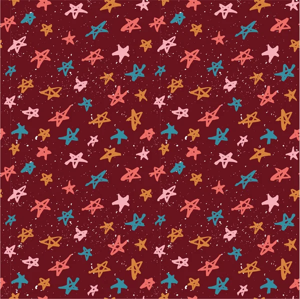 シームレス パターンと手描き下ろし星 — ストックベクタ