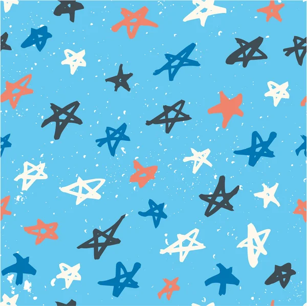 Wzór z ręcznie rysowane gwiazd — Wektor stockowy