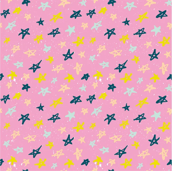 Seamless pattern with hand drawn stars — Stock Vector