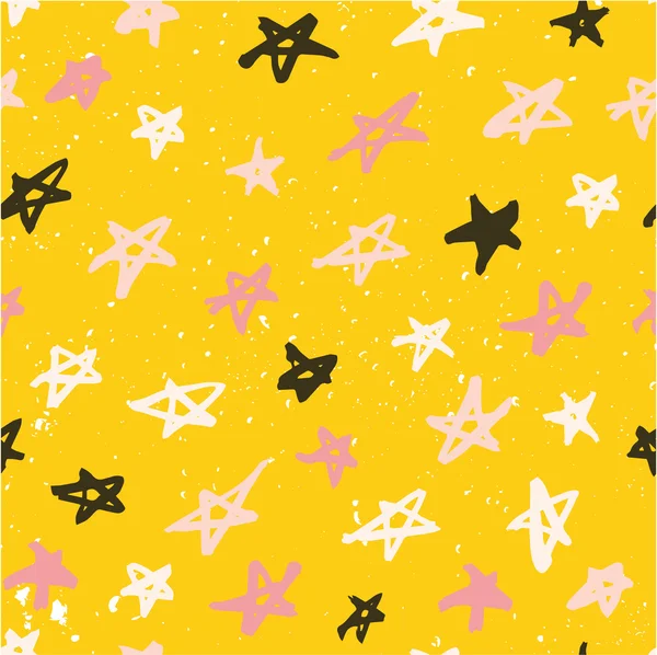 シームレス パターンと手描き下ろし星 — ストックベクタ