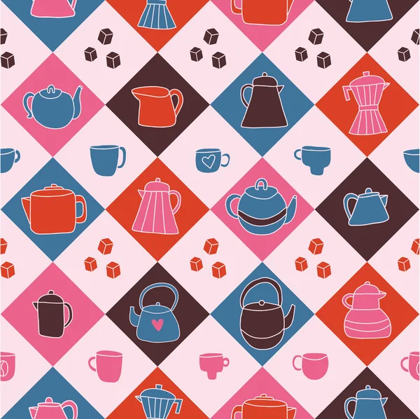 Tea and coffee time seamless pattern — Stock Vector