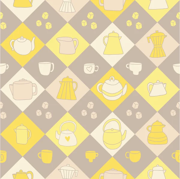 Tea and coffee time seamless pattern — Stock Vector