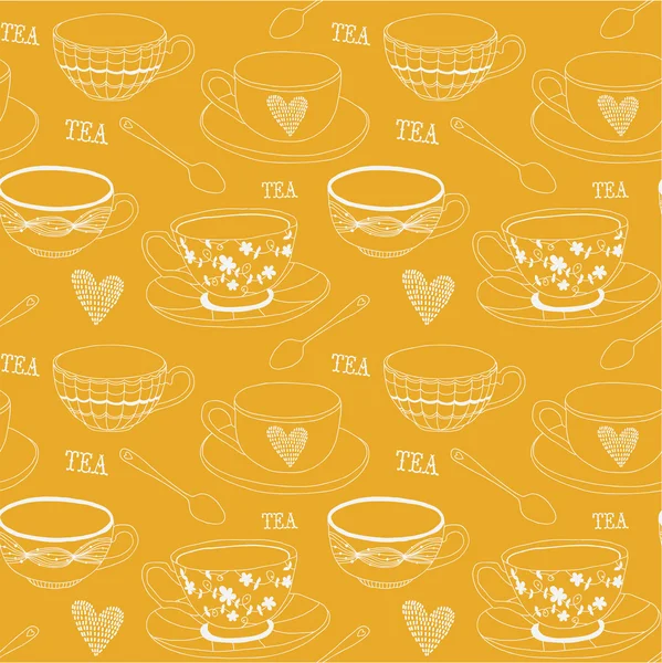 Amore tè modello senza soluzione di continuità . — Vettoriale Stock