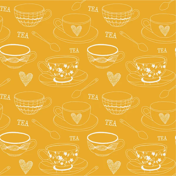 Amor té patrón sin costuras . — Vector de stock