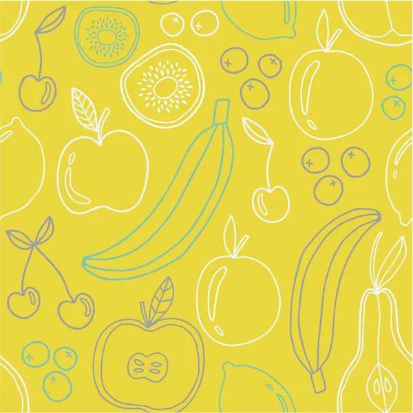 Seamless fruits pattern. Ecological concept design — Stock Vector
