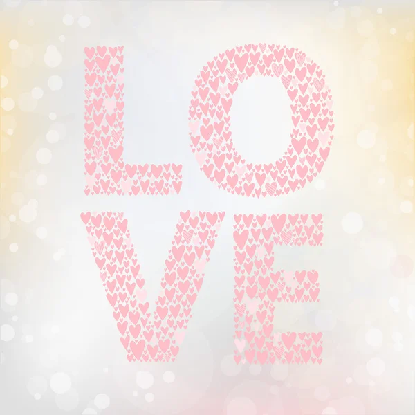 Romantic wallpaper. Cute "love" sign on bokeh background. — Stock Vector