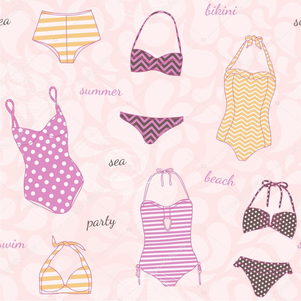 Pattern with swimsuits