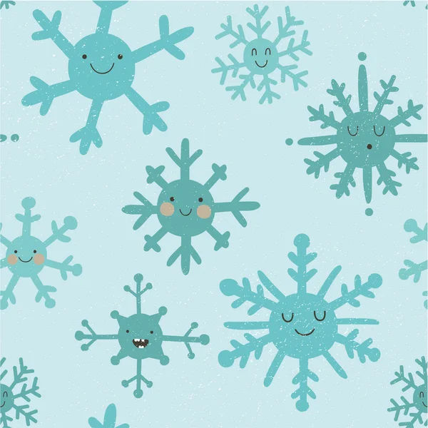 Şirin snowflakes desen — Stok Vektör
