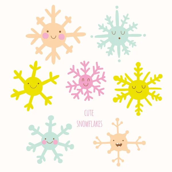 Şirin snowflakes desen — Stok Vektör