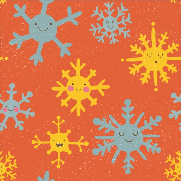 Şirin snowflakes desen — Stok Vektör