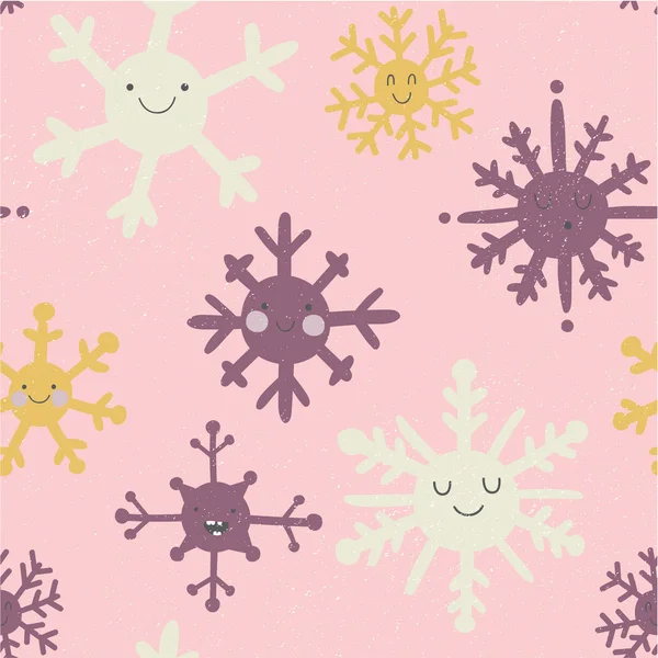 Şirin snowflakes desen — Stok Vektör